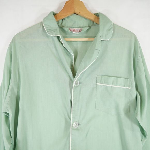 Vintage B. Altman & Co. Mint Green Pajama Top with Pocket Size M - Picture 2 of 12